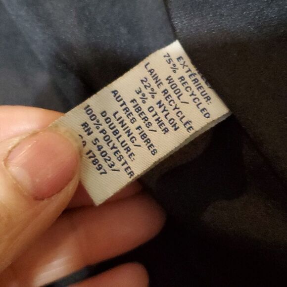 Old Navy Black Wool Blend Double Breasted belted Pea Coat Dress Jacket Size L - Picture 7 of 7